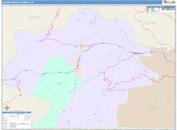 Clear Creek County, CO Wall Map Color Cast Style